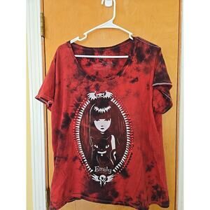 Emily The Strange Portrait Tie-Dye Boyfriend Fit Girls T-Shirt Plus Size 1